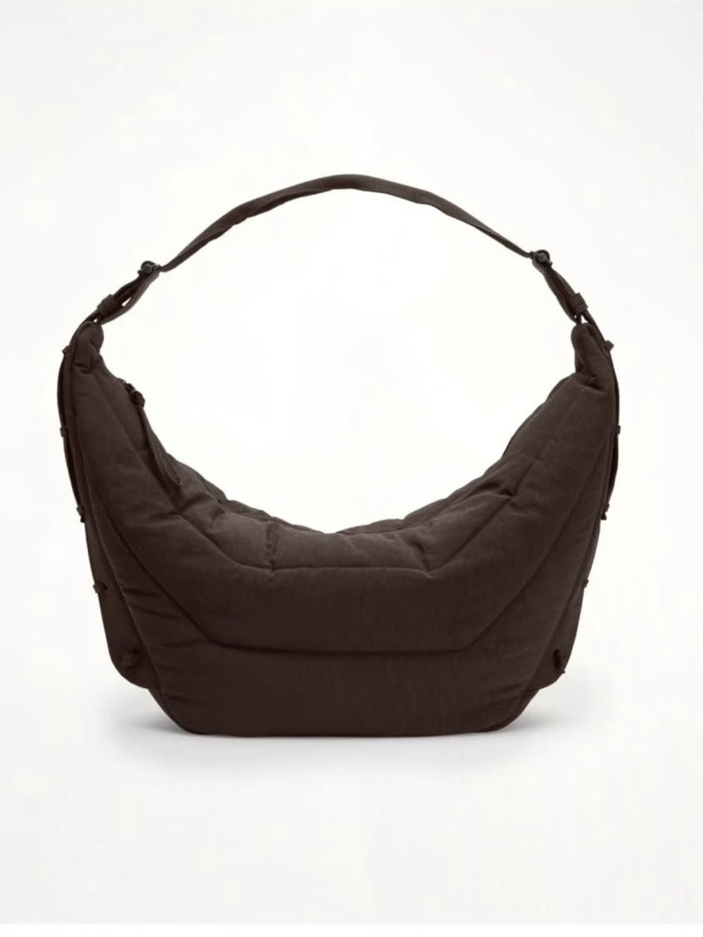 Lemair Quilted Crescent Shoulder Bag in Dark Brown